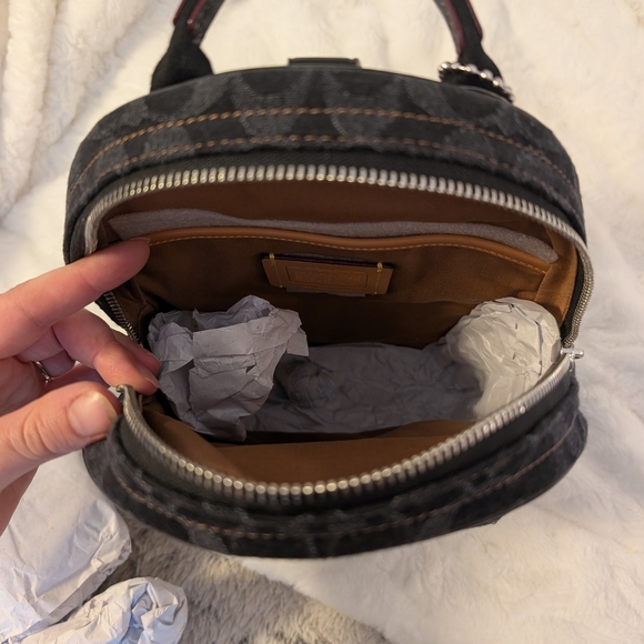 Coach Denim Backpack Signature C Black & Gray NWT Unisex - Picture 8 of 10